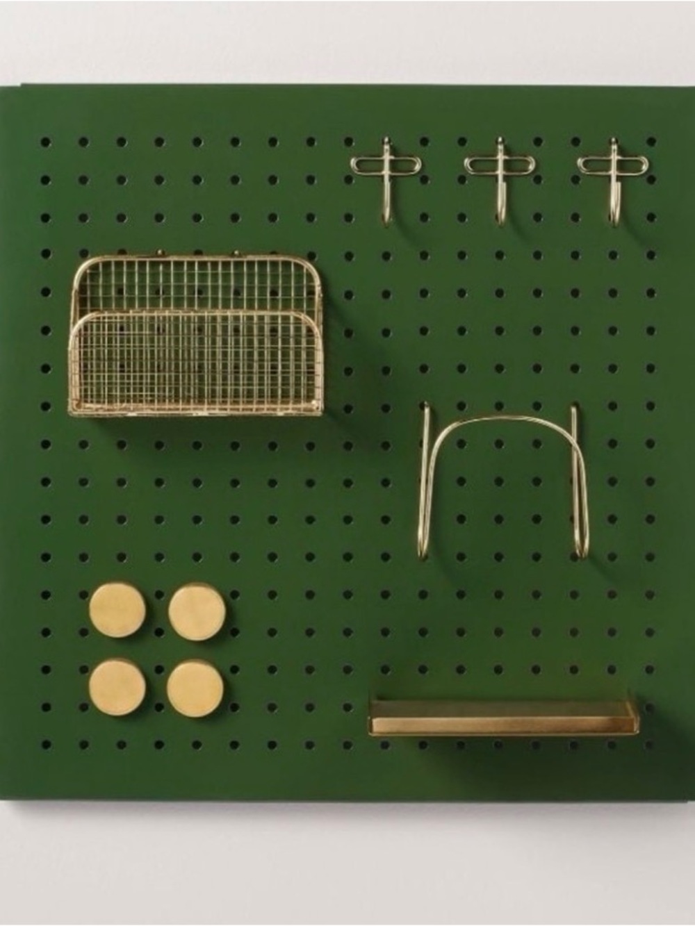 Hearth & Hand Metal Pegboard Wall Organizer Set Green/ Gold (3 piece set)